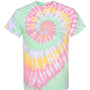 Dyenomite Mens Spiral Tie Dyed Short Sleeve Crewneck T-Shirt - Ribbon Candy - NEW