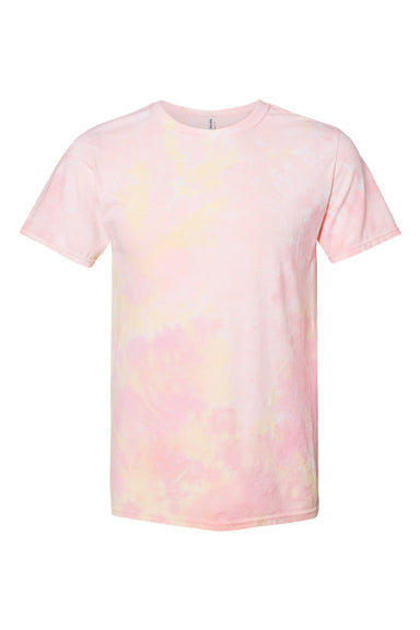 Dyenomite 650DR Mens Dream Tie Dyed Short Sleeve Crewneck T-Shirt Sunset Flat Front