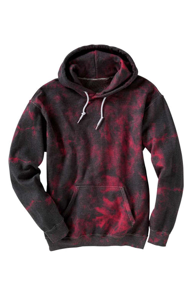 Dyenomite 680VR Mens Blended Tie Dyed Hooded Sweatshirt Hoodie Black/Red Crystal Flat Front