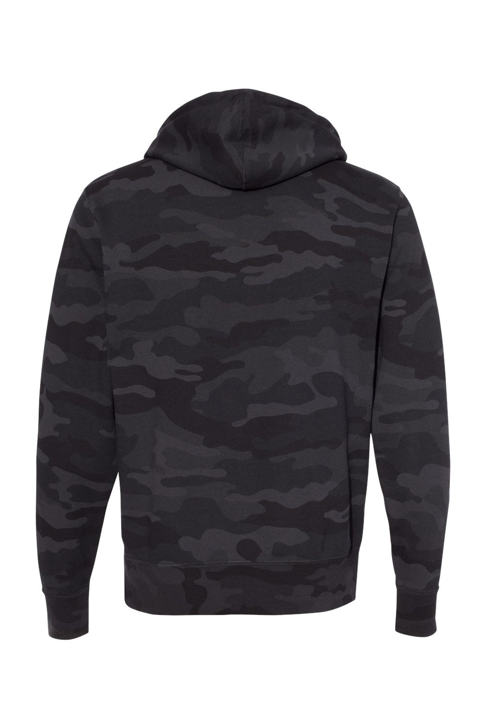 Independent Trading Company AFX90UN Mens Hooded Sweatshirt Hoodie w/ Pouch Pocket Black Camo Flat Back