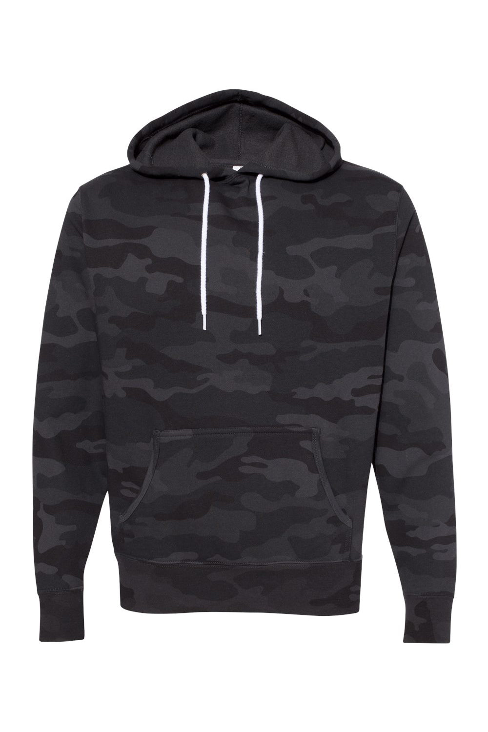 Independent Trading Company AFX90UN Mens Hooded Sweatshirt Hoodie w/ Pouch Pocket Black Camo Flat Front