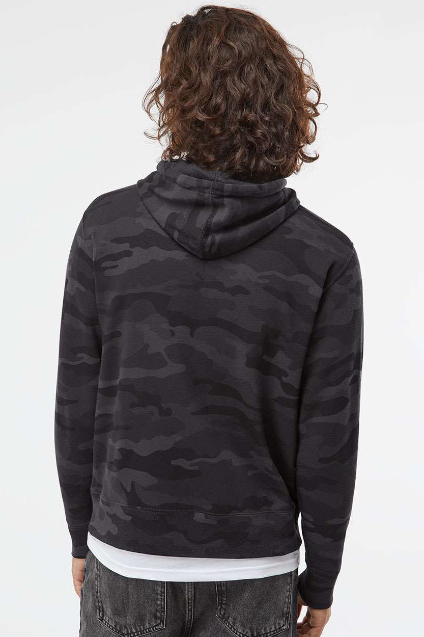 Independent Trading Company AFX90UN Mens Hooded Sweatshirt Hoodie w/ Pouch Pocket Black Camo Model Back