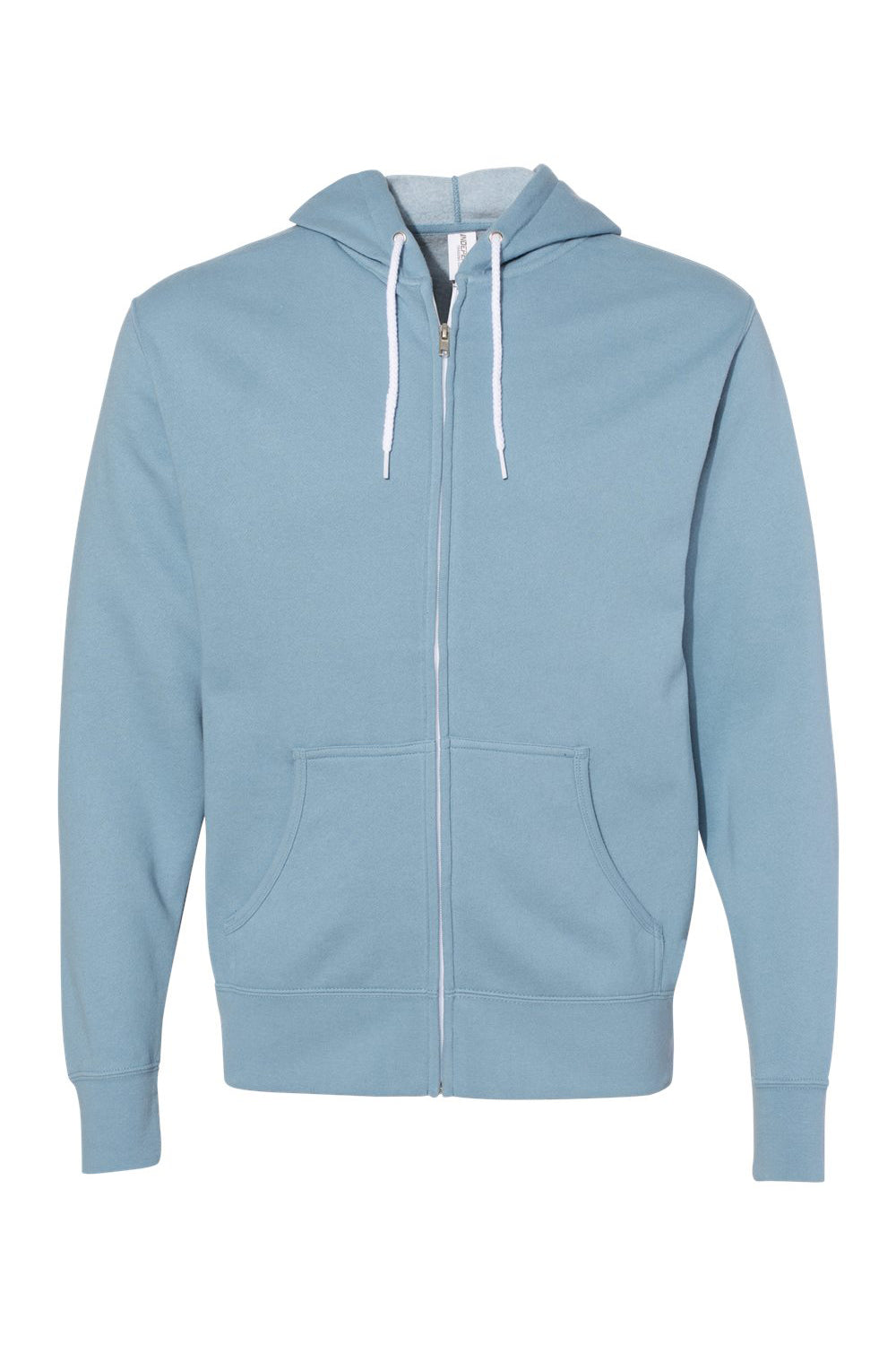 Independent Trading Company AFX90UNZ Mens Full Zip Hooded Sweatshirt Hoodie w/ Pockets Misty Blue Flat Front