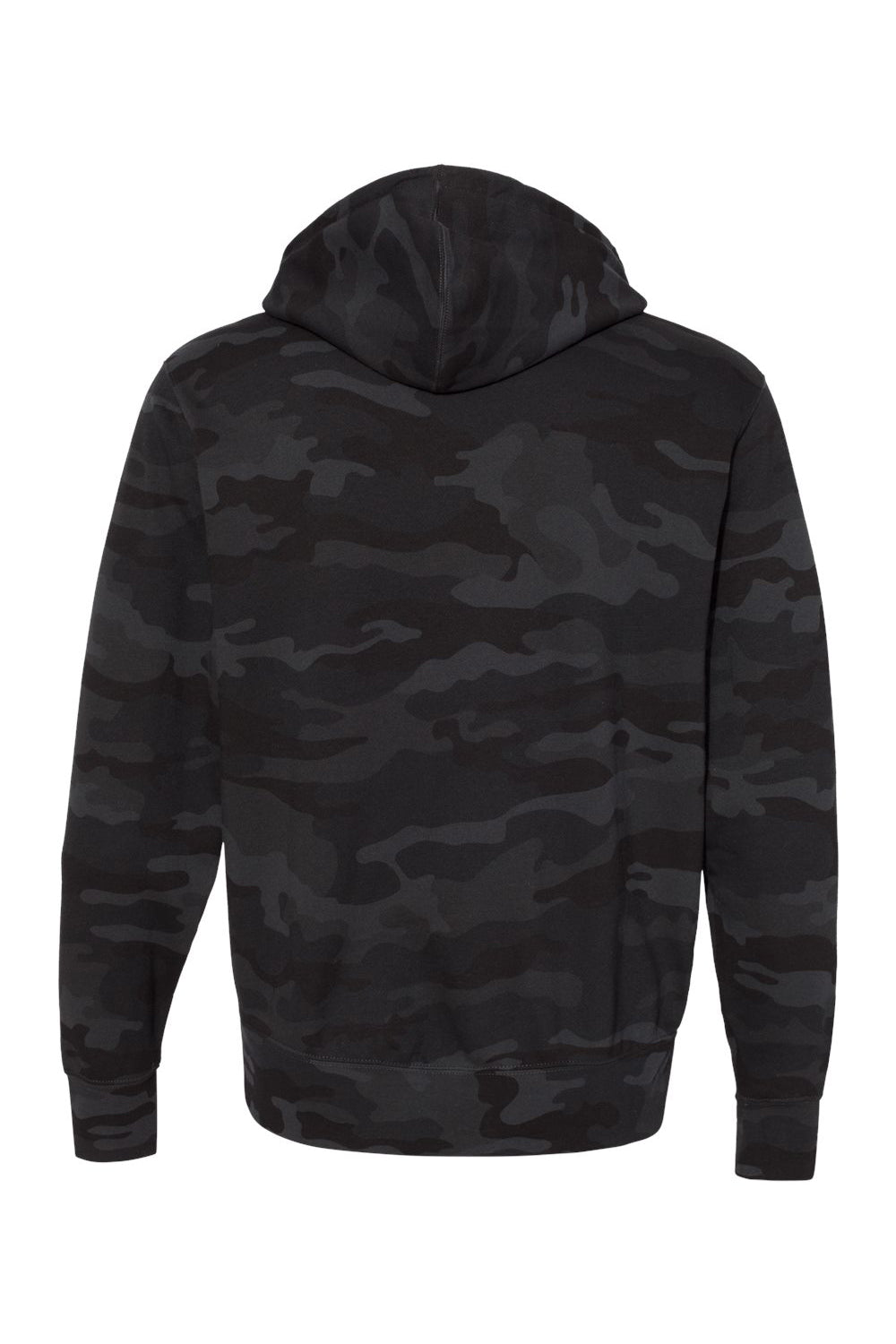 Independent Trading Company AFX90UNZ Mens Full Zip Hooded Sweatshirt Hoodie w/ Pockets Black Camo Flat Back
