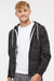 Independent Trading Company AFX90UNZ Mens Full Zip Hooded Sweatshirt Hoodie w/ Pockets Black Camo Model Front