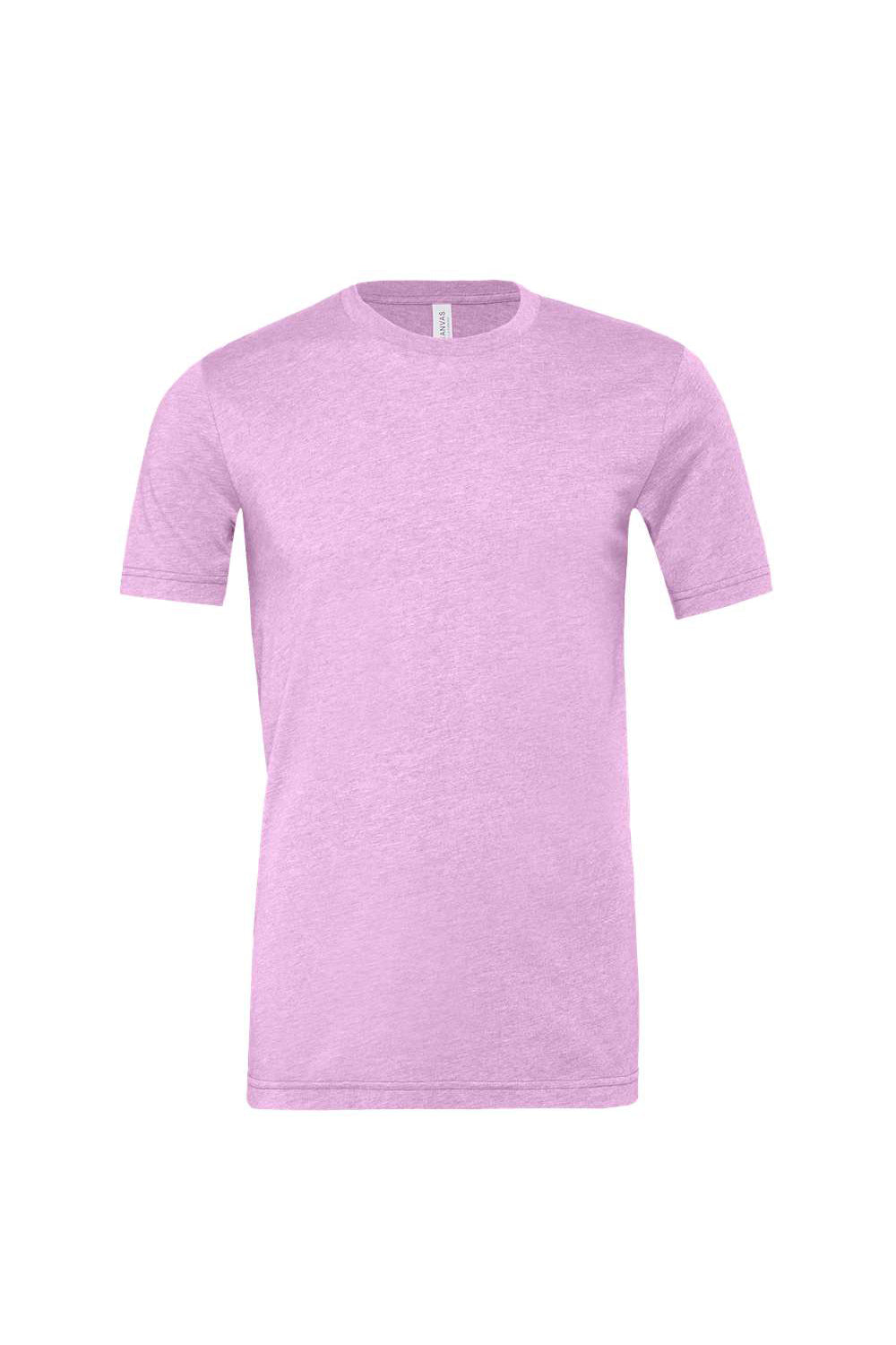 Bella + Canvas BC3001CVC/3001CVC Mens Heather CVC Short Sleeve Crewneck T-Shirt Heather Prism Lilac Purple Flat Front