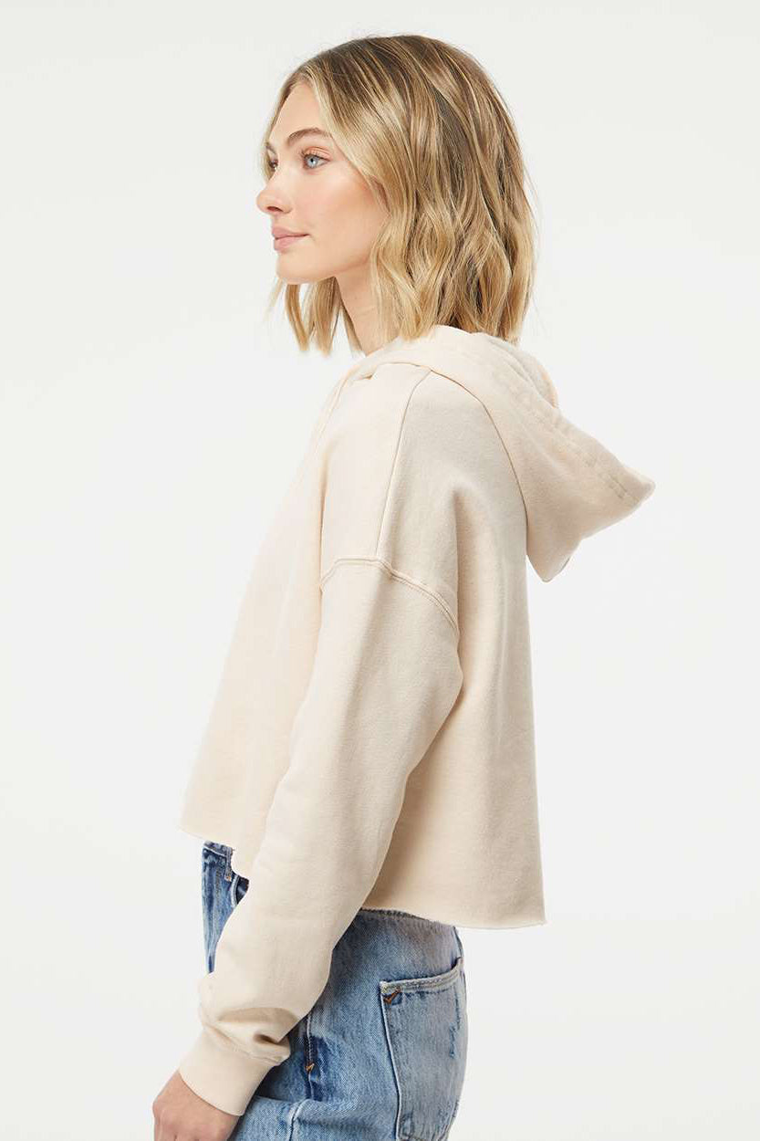 Independent Trading Company AFX64CRP Womens Crop Hooded Sweatshirt Hoodie Bone Model Side