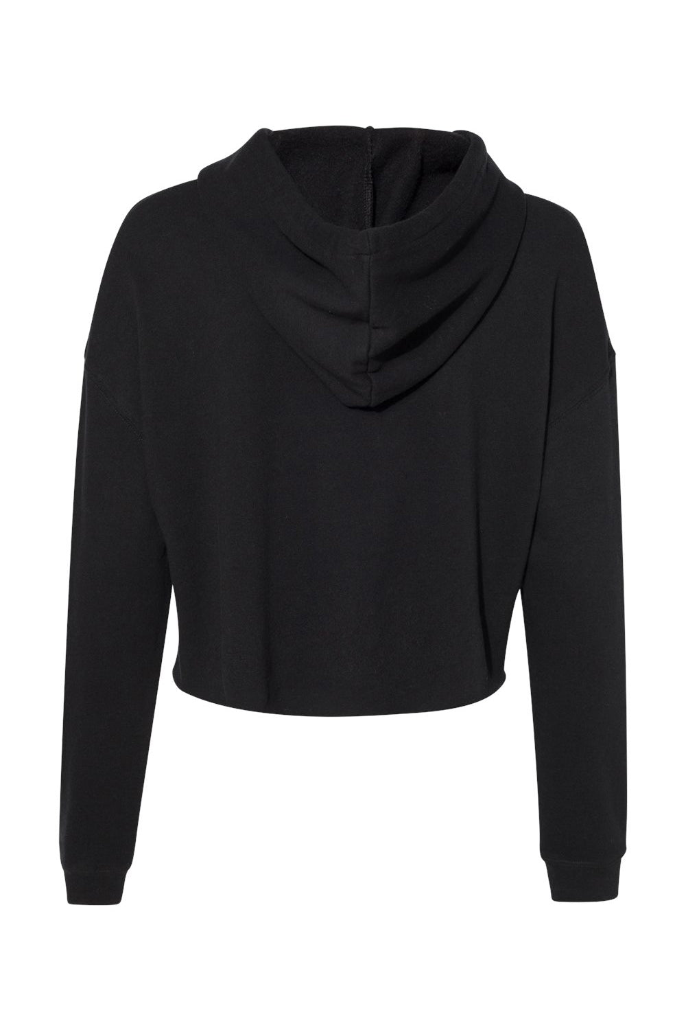 Independent Trading Co. AFX64CRP Womens Crop Hooded Sweatshirt Hoodie Black Flat Back