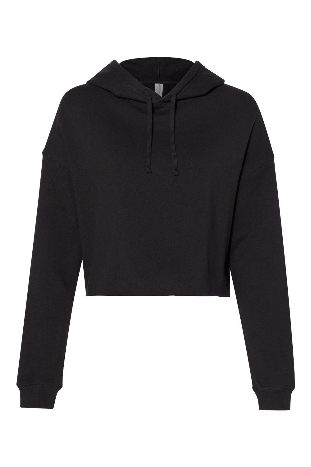Independent Trading Company AFX64CRP Womens Crop Hooded Sweatshirt Hoodie Black Flat Front