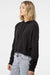 Independent Trading Company AFX64CRP Womens Crop Hooded Sweatshirt Hoodie Black Model Side