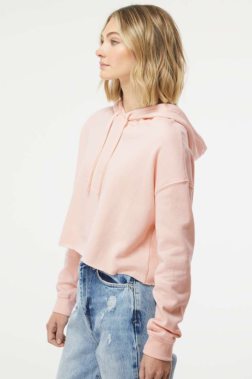 Independent Trading Company AFX64CRP Womens Crop Hooded Sweatshirt Hoodie Blush Pink Model Side