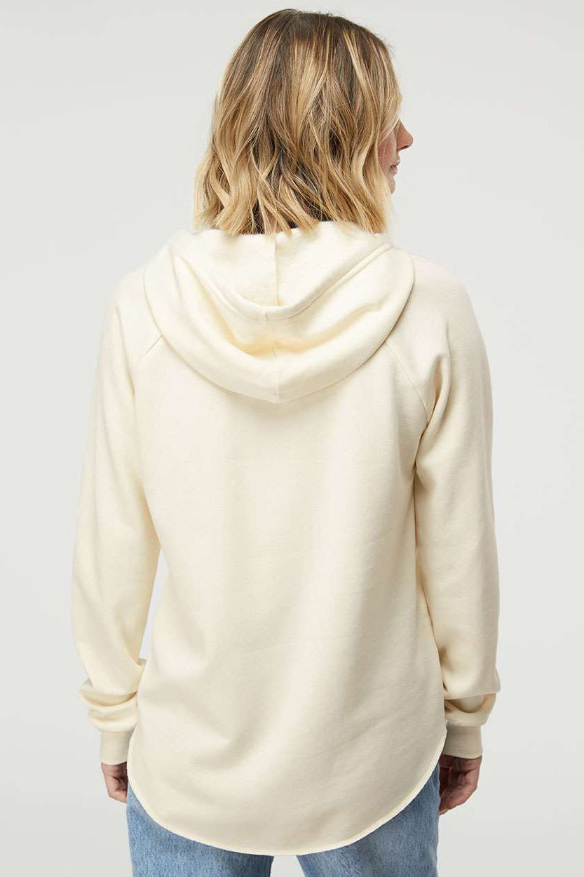 Independent Trading Company PRM2500 Womens California Wave Wash Hooded Sweatshirt Hoodie Bone Model Back