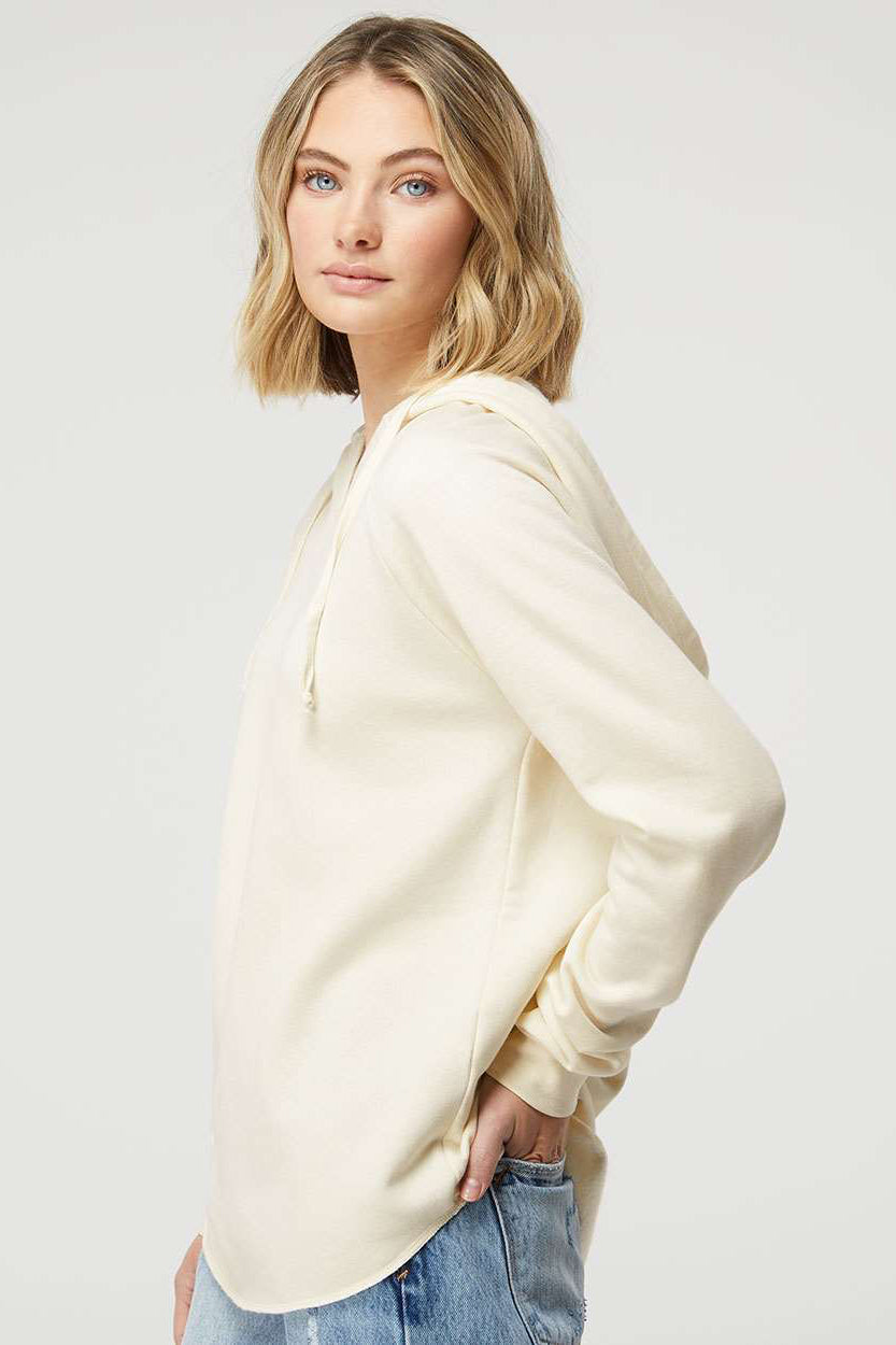Independent Trading Company PRM2500 Womens California Wave Wash Hooded Sweatshirt Hoodie Bone Model Side