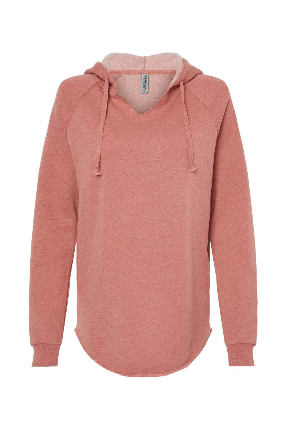 Independent Trading Company PRM2500 Womens California Wave Wash Hooded Sweatshirt Hoodie Dusty Rose Pink Flat Front
