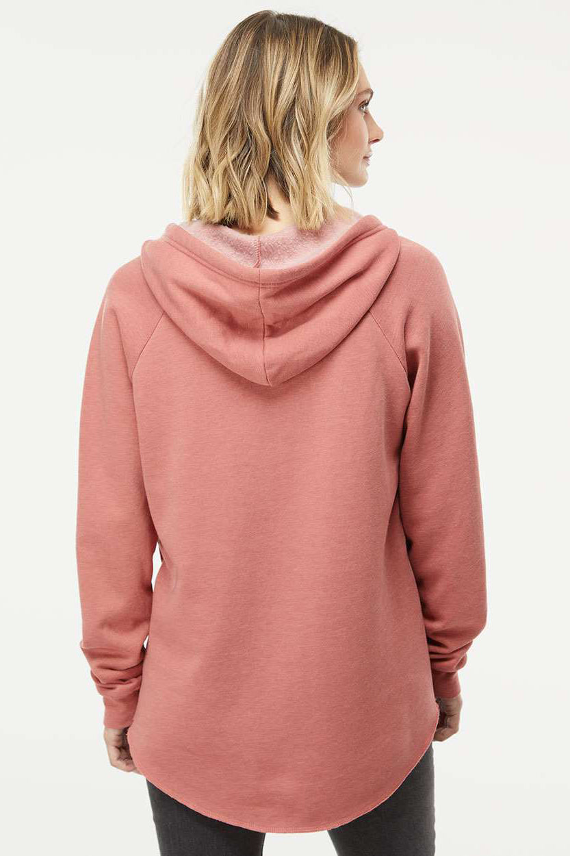 Independent Trading Company PRM2500 Womens California Wave Wash Hooded Sweatshirt Hoodie Dusty Rose Pink Model Back