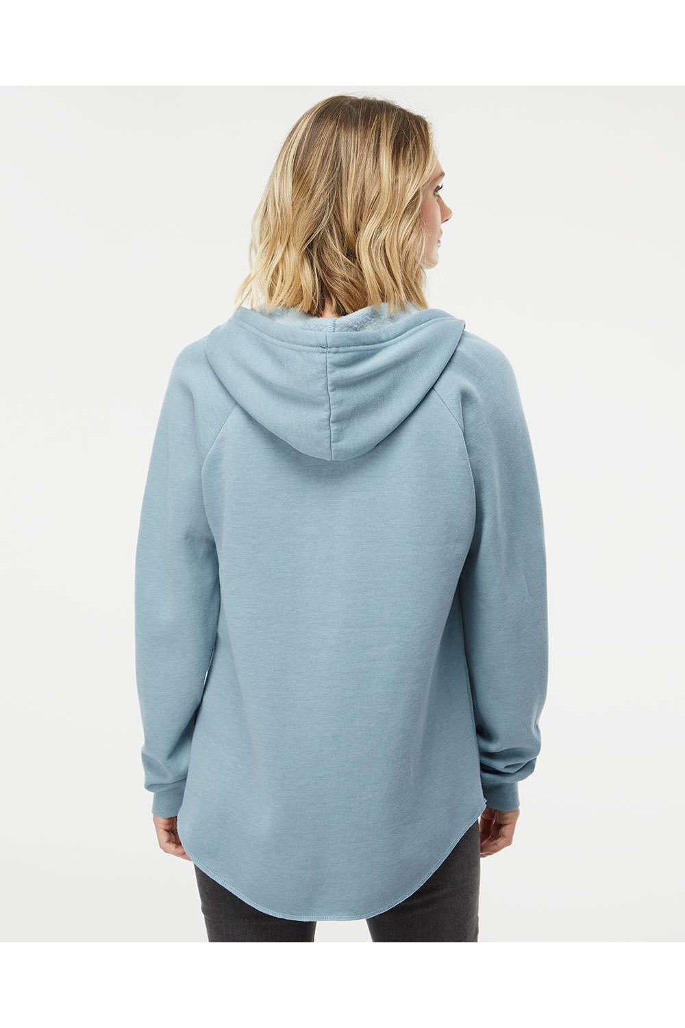 Independent Trading Co. PRM2500 Womens California Wave Wash Hooded Sweatshirt Hoodie Misty Blue Model Back