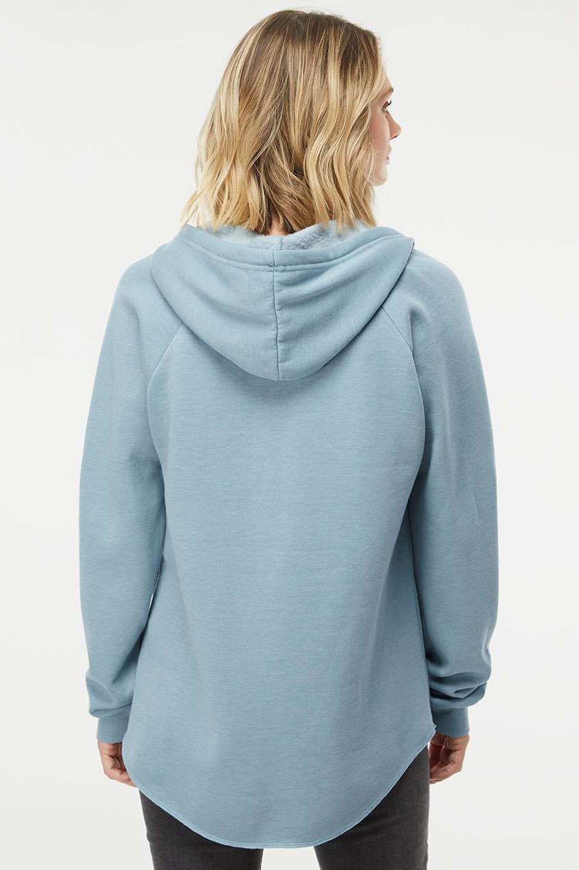 Independent Trading Company PRM2500 Womens California Wave Wash Hooded Sweatshirt Hoodie Misty Blue Model Back