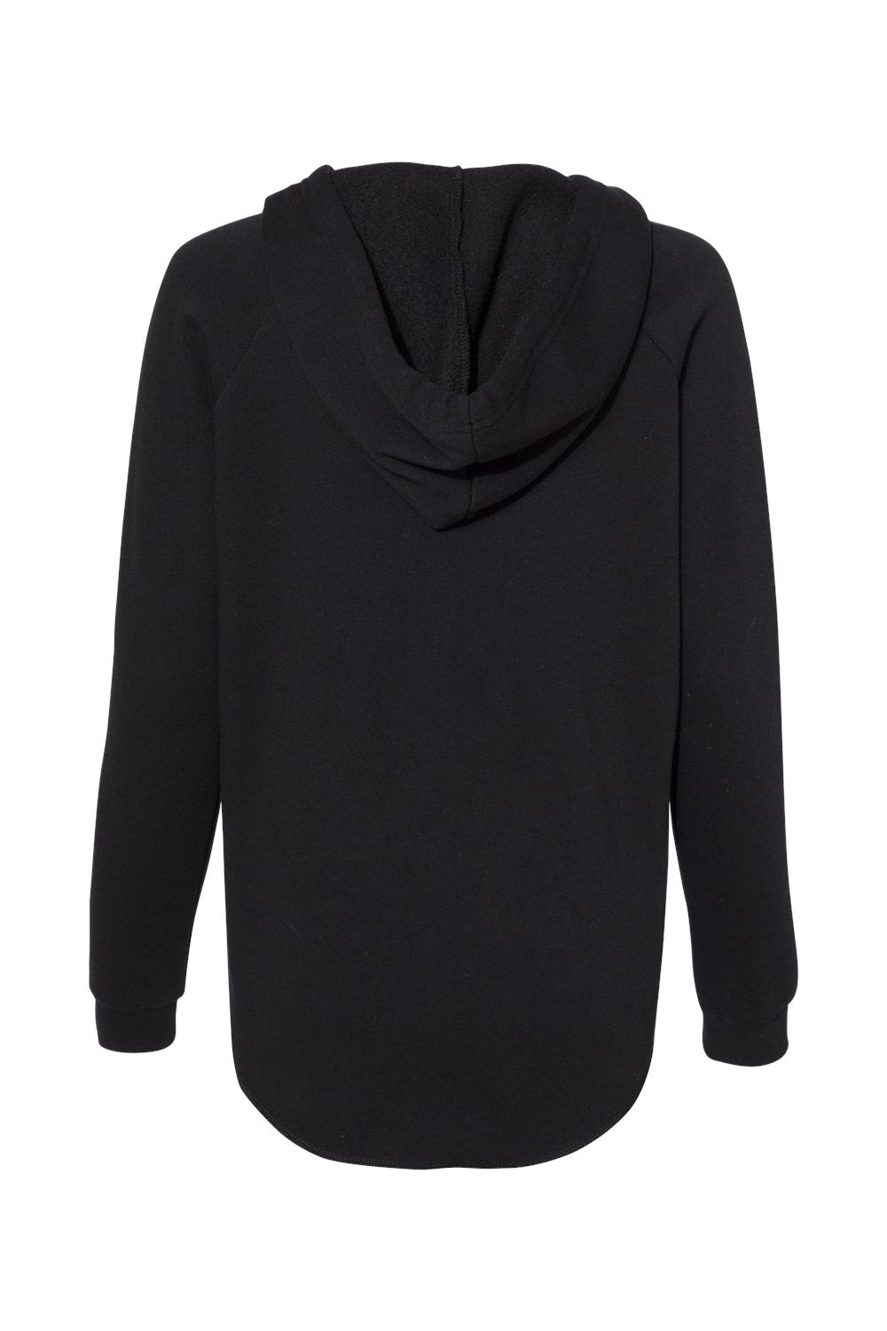 Independent Trading Co. PRM2500 Womens California Wave Wash Hooded Sweatshirt Hoodie Black Flat Back