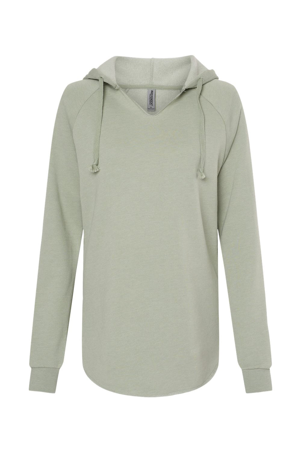 Independent Trading Company PRM2500 Womens California Wave Wash Hooded Sweatshirt Hoodie Sage Green Flat Front