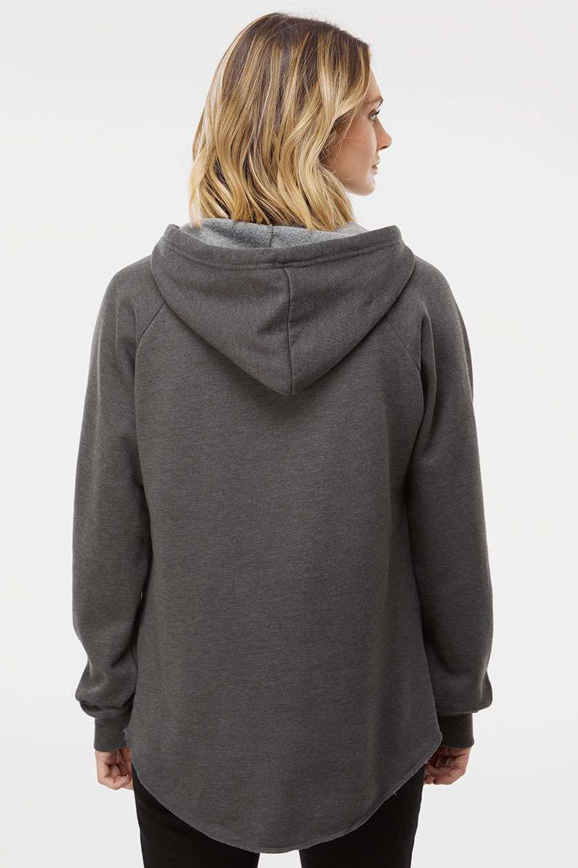 Independent Trading Company PRM2500 Womens California Wave Wash Hooded Sweatshirt Hoodie Shadow Grey Model Back