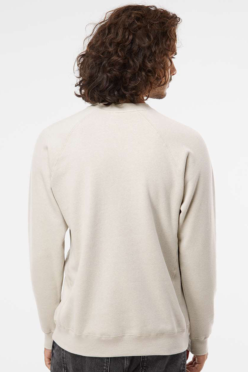 Independent Trading Company PRM30SBC Mens Special Blend Crewneck Raglan Sweatshirt Heather Stone Model Back