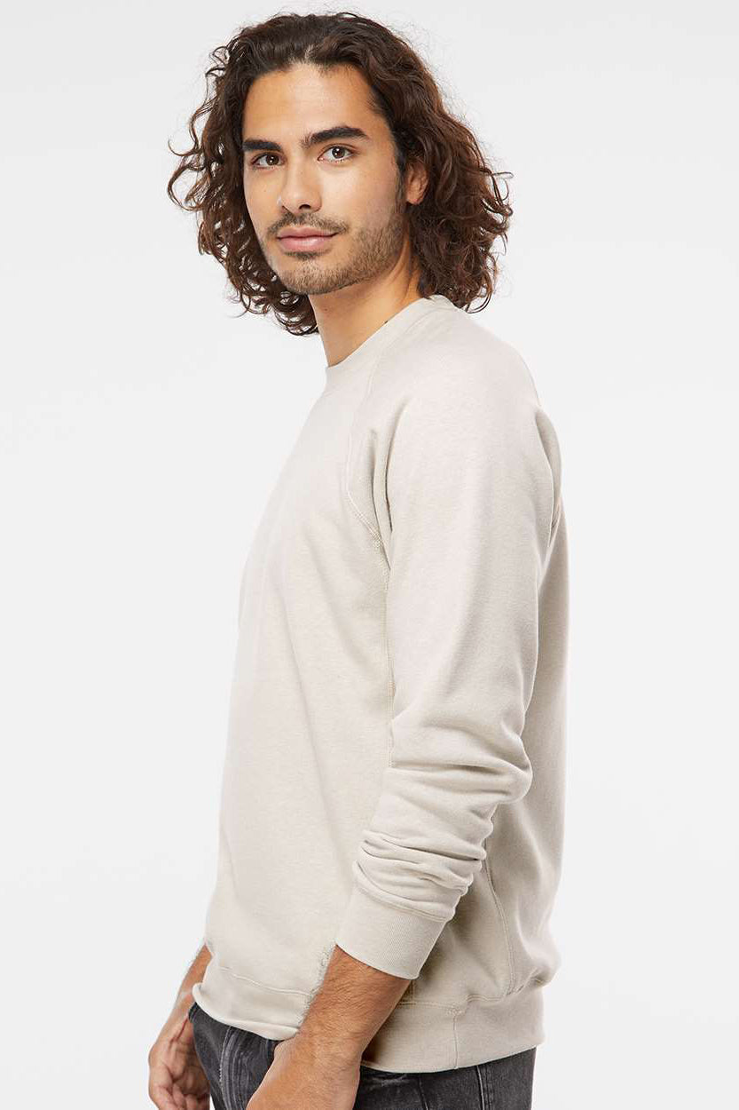 Independent Trading Company PRM30SBC Mens Special Blend Crewneck Raglan Sweatshirt Heather Stone Model Side