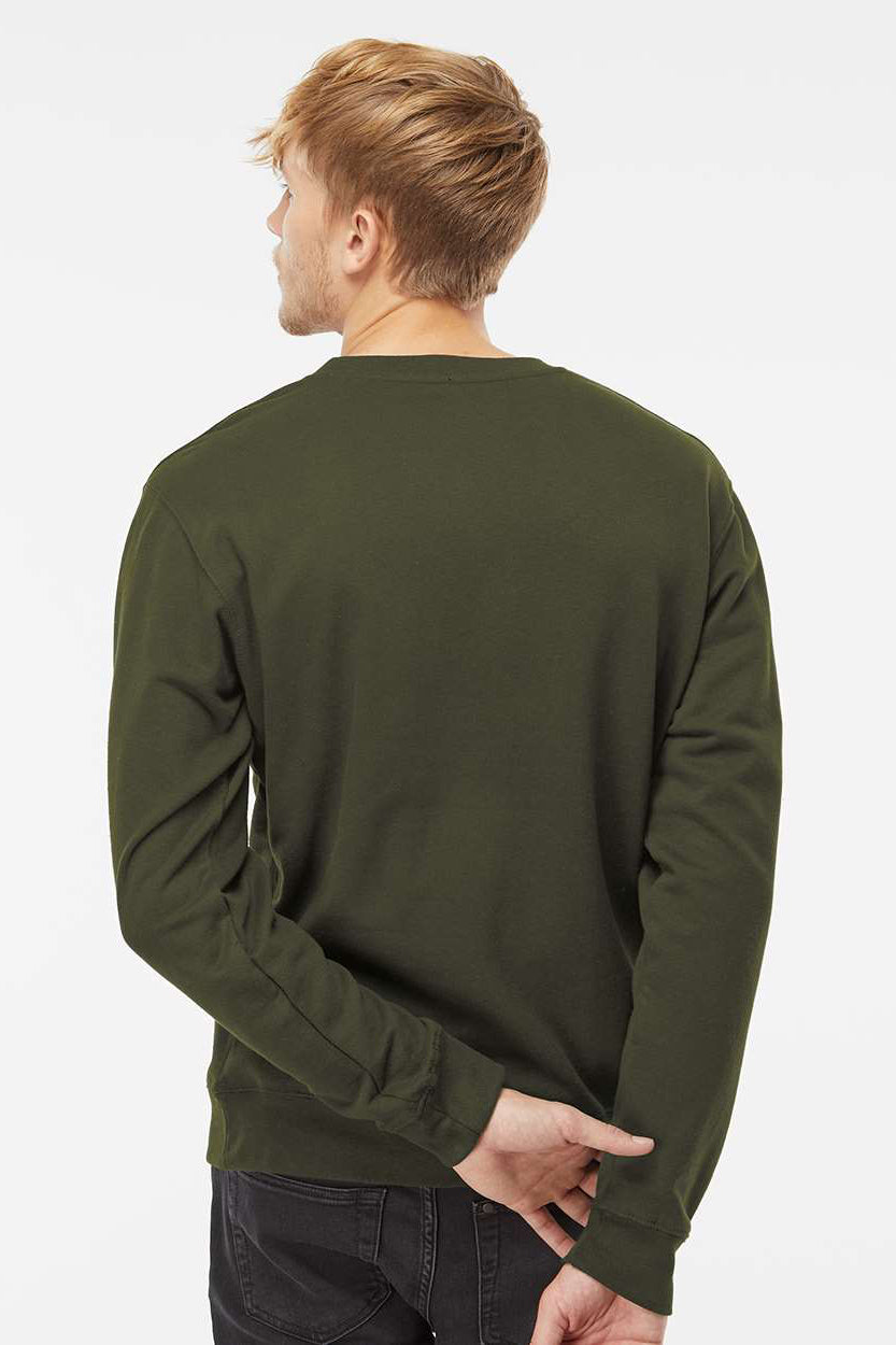 Independent Trading Company SS3000 Mens Crewneck Sweatshirt Army Green Model Back