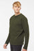 Independent Trading Company SS3000 Mens Crewneck Sweatshirt Army Green Model Side