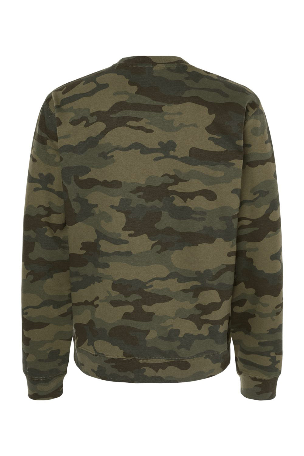Independent Trading Company SS3000 Mens Crewneck Sweatshirt Forest Green Camo Flat Back