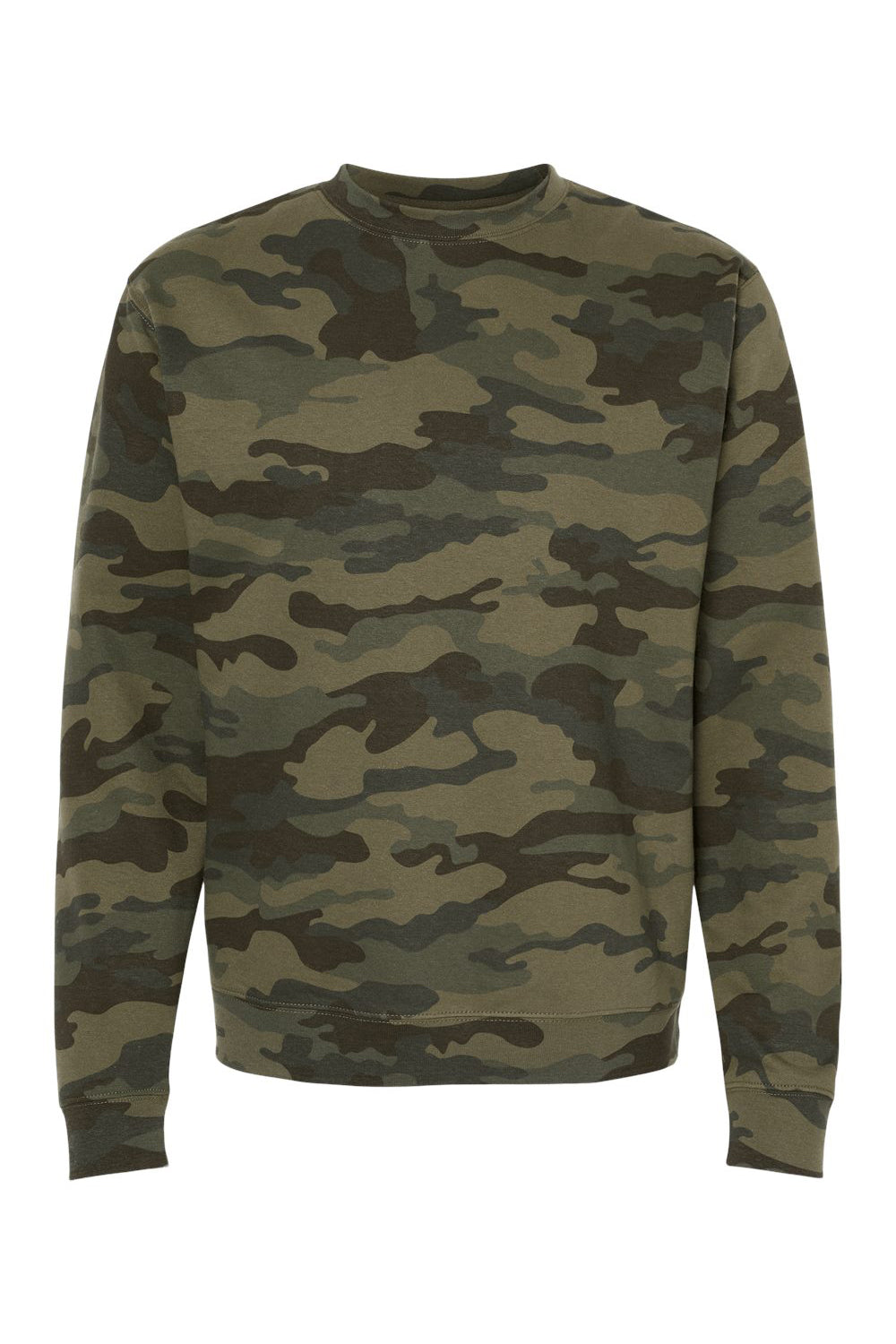 Independent Trading Co. SS3000 Mens Crewneck Sweatshirt Forest Green Camo Flat Front