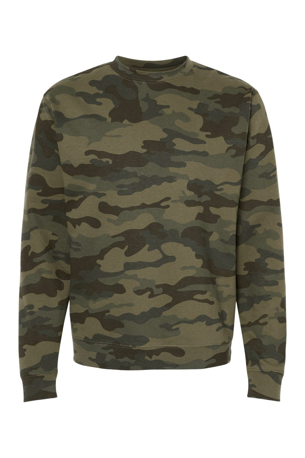 Independent Trading Company SS3000 Mens Crewneck Sweatshirt Forest Green Camo Flat Front
