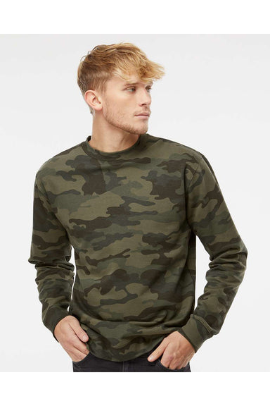 Independent Trading Co. SS3000 Mens Crewneck Sweatshirt Forest Green Camo Model Front