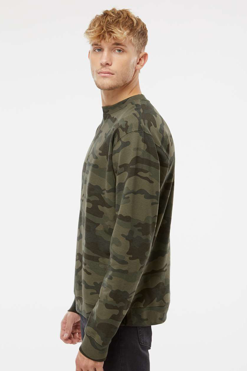 Independent Trading Company SS3000 Mens Crewneck Sweatshirt Forest Green Camo Model Side