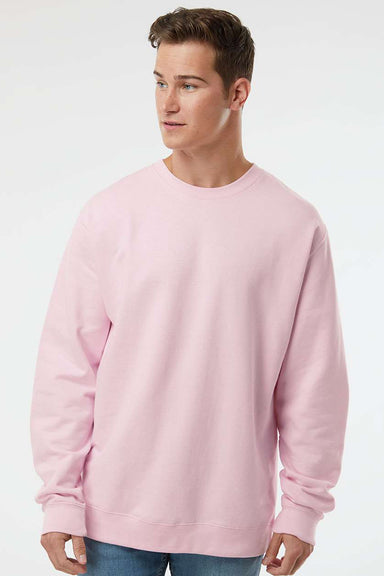 Independent Trading Company SS3000 Mens Crewneck Sweatshirt Light Pink Model Front