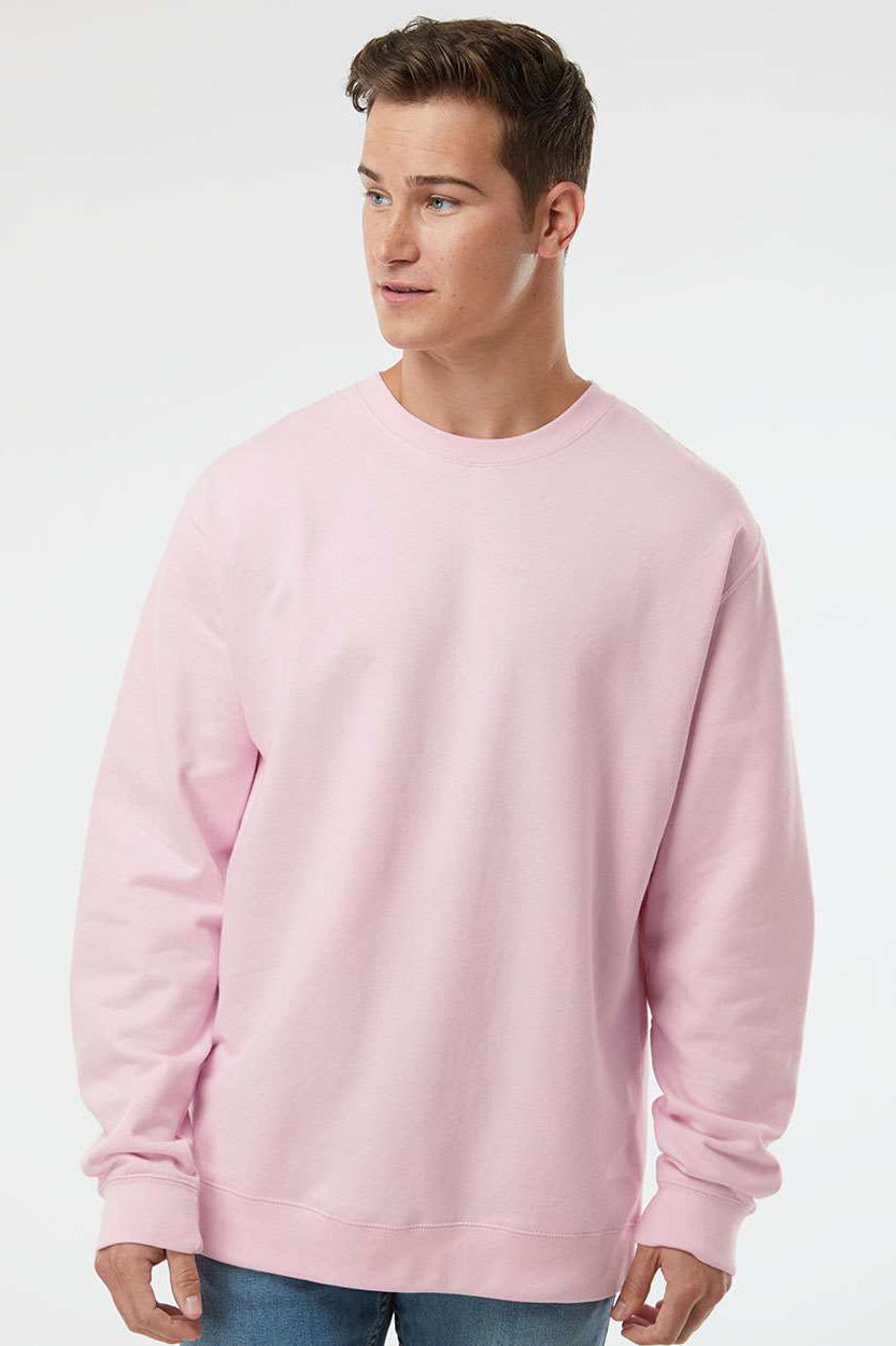 Independent Trading Company SS3000 Mens Crewneck Sweatshirt Light Pink Model Front