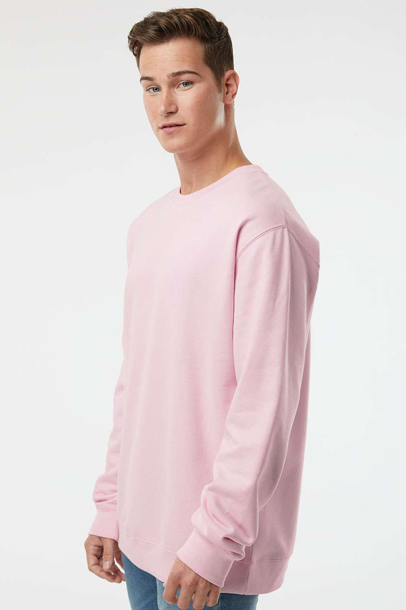 Independent Trading Company SS3000 Mens Crewneck Sweatshirt Light Pink Model Side