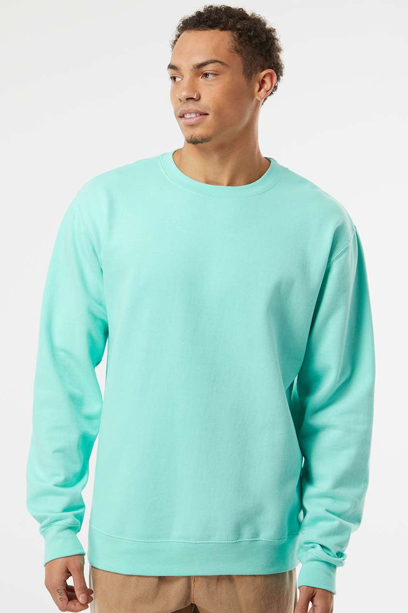 Independent Trading Company SS3000 Mens Crewneck Sweatshirt Mint Green Model Front