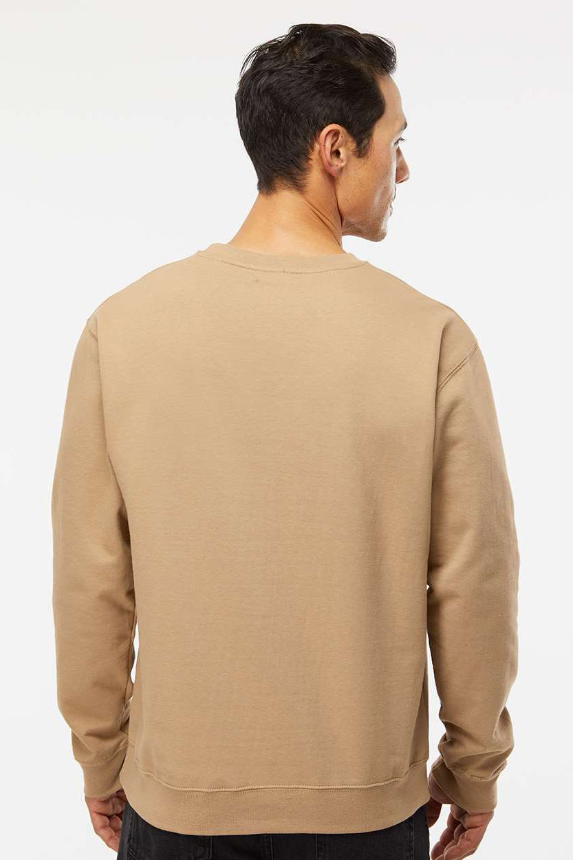 Independent Trading Company SS3000 Mens Crewneck Sweatshirt Sandstone Brown Model Back