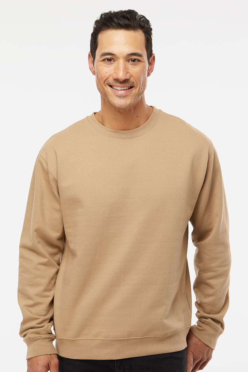 Independent Trading Company SS3000 Mens Crewneck Sweatshirt Sandstone Brown Model Front