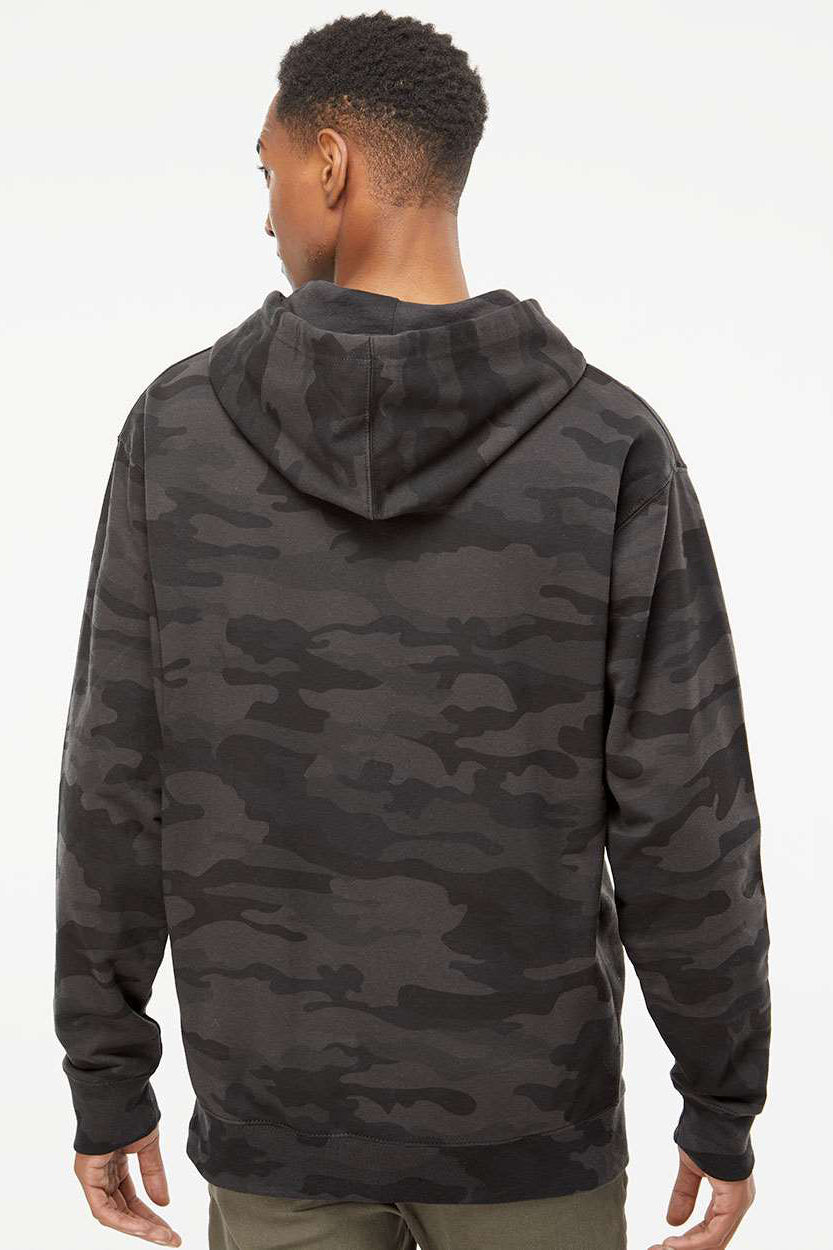 Independent Trading Company SS4500 Mens Hooded Sweatshirt Hoodie w/ Pouch Pocket Black Camo Model Back
