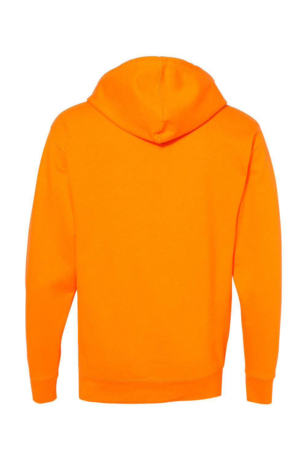 Independent Trading Company SS4500 Mens Hooded Sweatshirt Hoodie w/ Pouch Pocket Safety Orange Flat Back