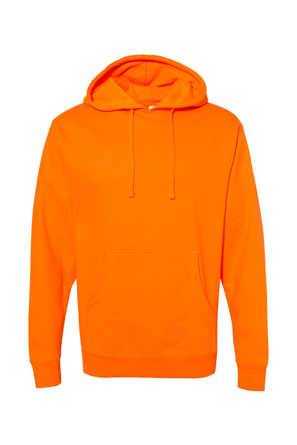 Independent Trading Company SS4500 Mens Hooded Sweatshirt Hoodie w/ Pouch Pocket Safety Orange Flat Front