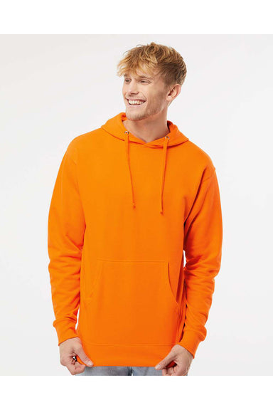 Independent Trading Co. SS4500 Mens Hooded Sweatshirt Hoodie Safety Orange Model Front