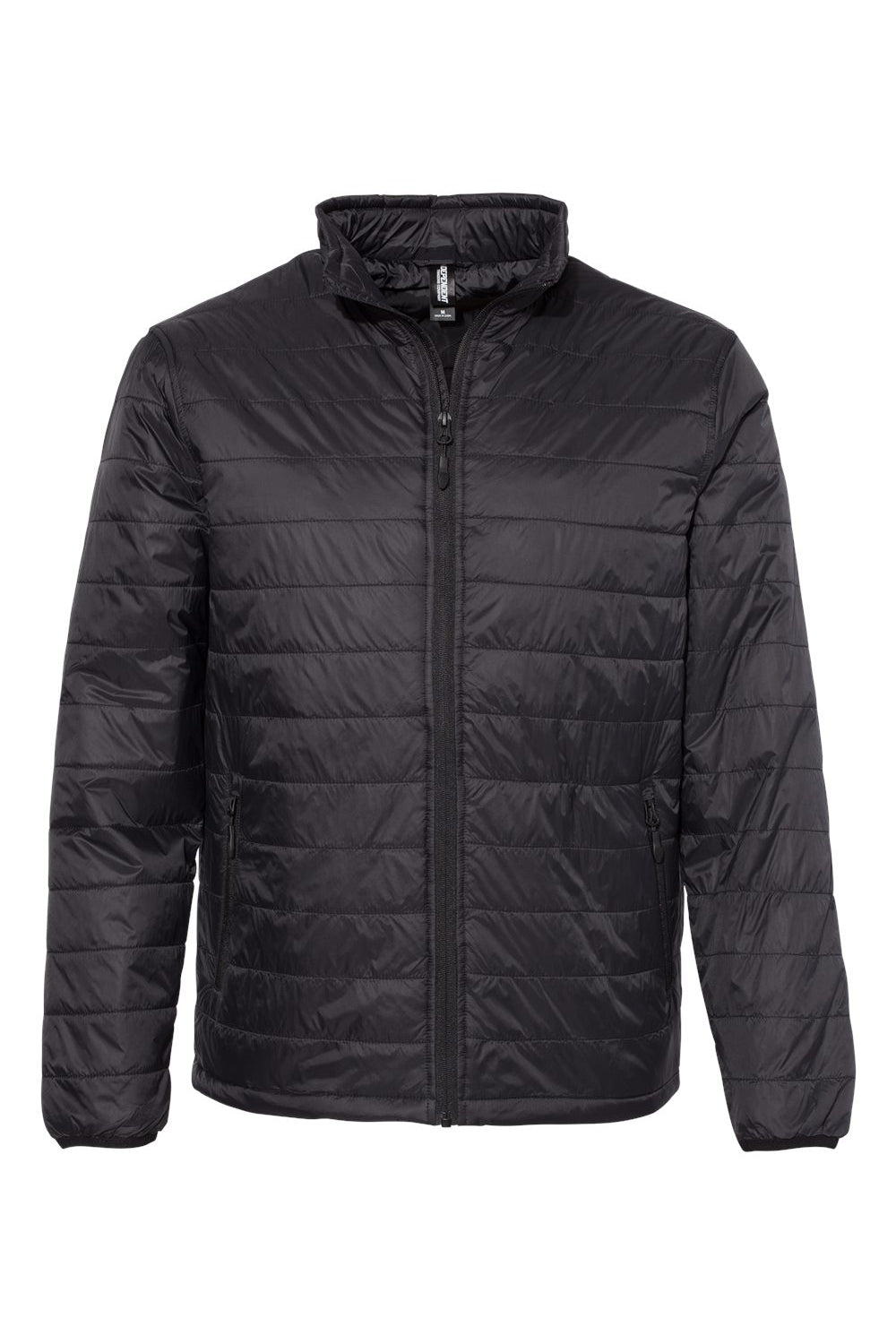 Independent Trading Company EXP100PFZ Mens Wind & Water Resistant Full Zip Puffer Jacket Black Flat Front