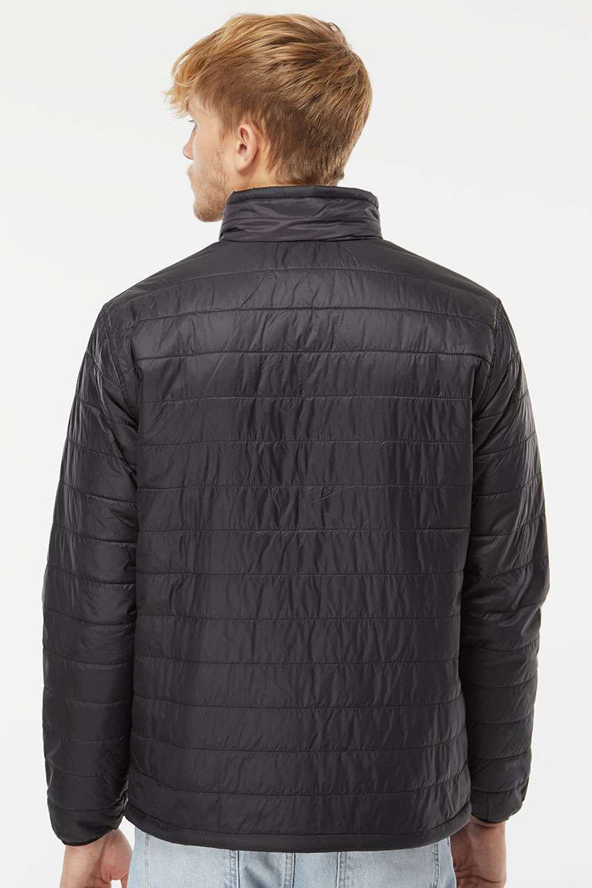 Independent Trading Company EXP100PFZ Mens Wind & Water Resistant Full Zip Puffer Jacket Black Model Back