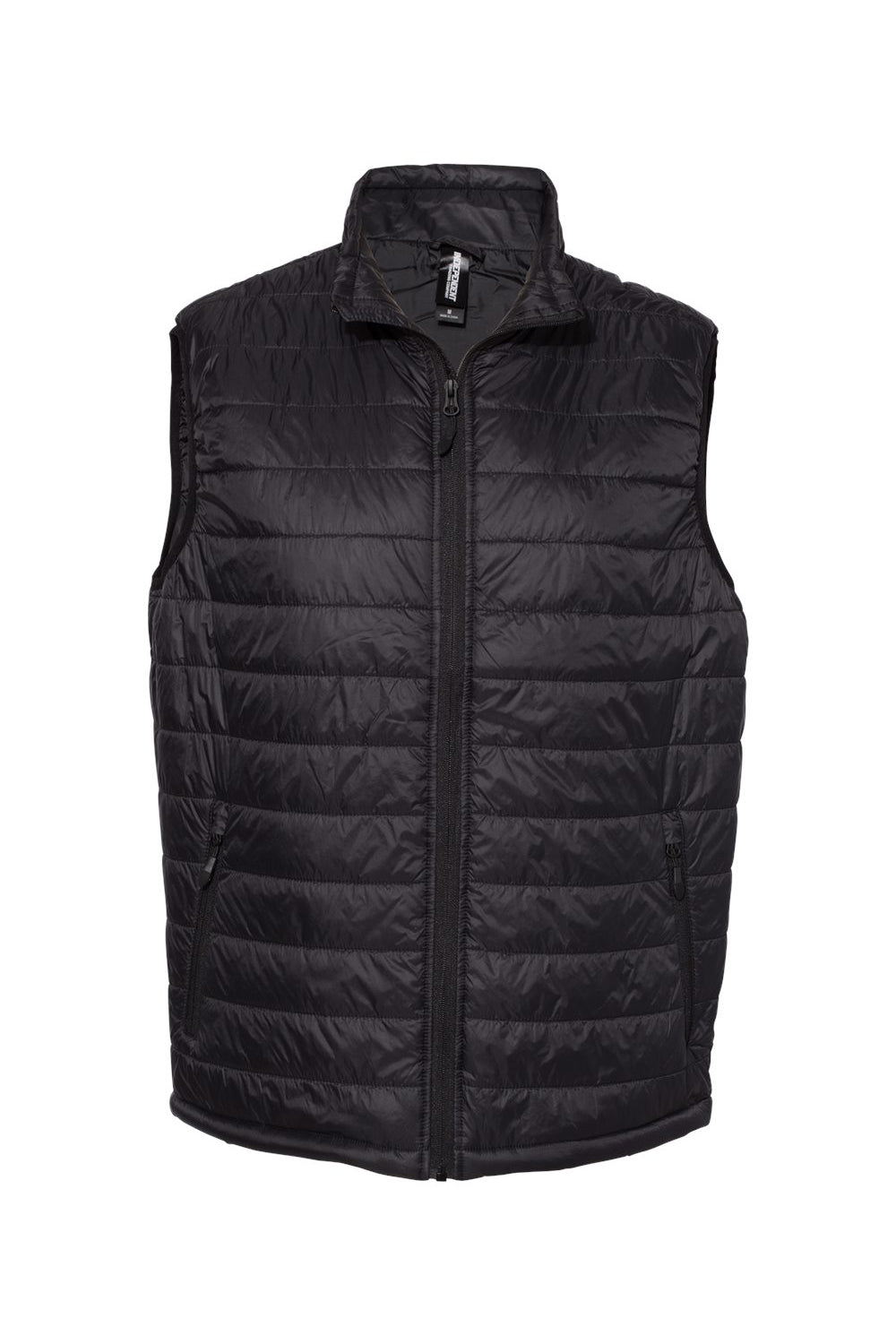 Independent Trading Company EXP120PFV Mens Wind & Water Resistant Full Zip Puffer Vest Black Flat Front