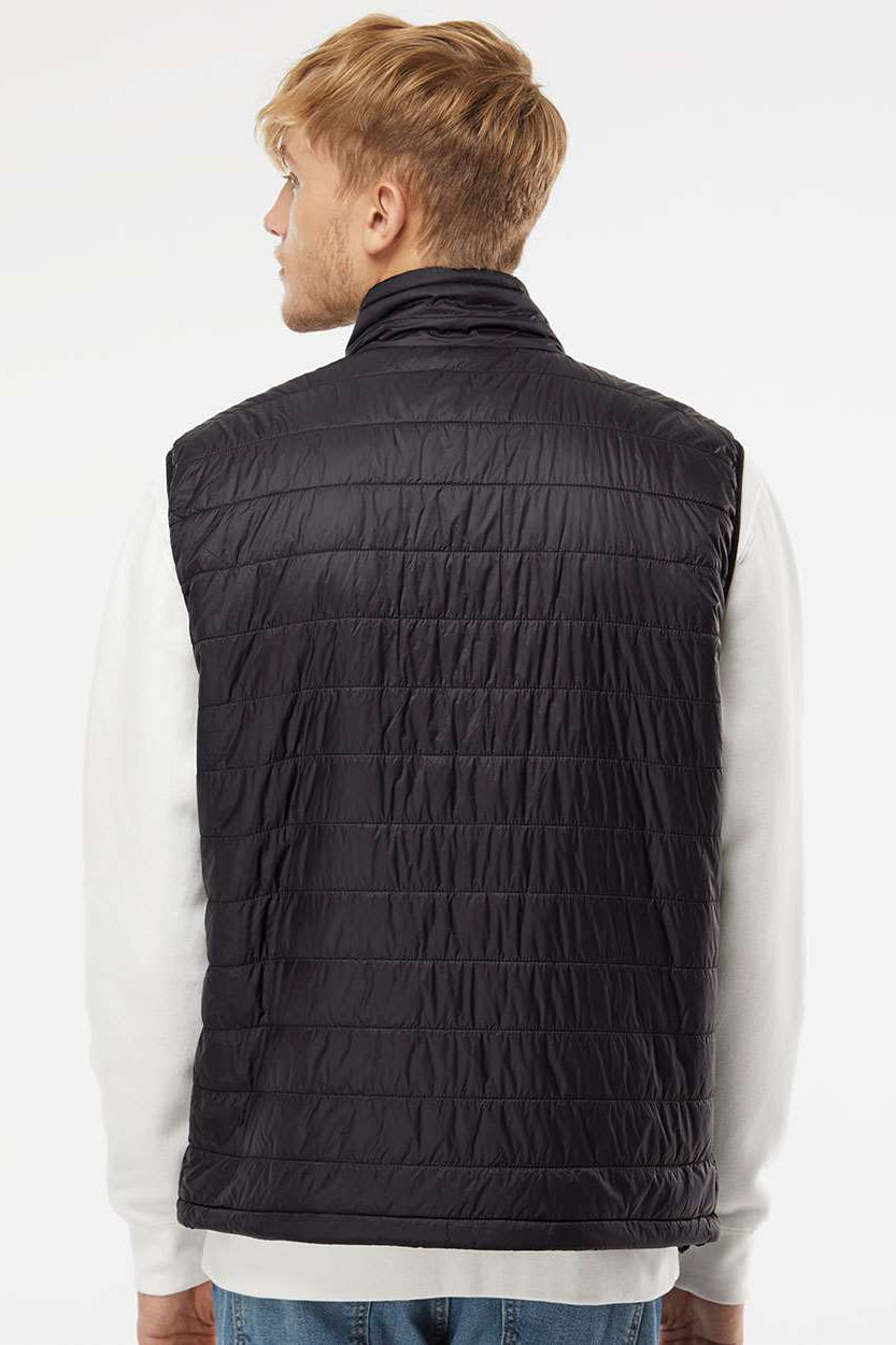 Independent Trading Company EXP120PFV Mens Wind & Water Resistant Full Zip Puffer Vest Black Model Back