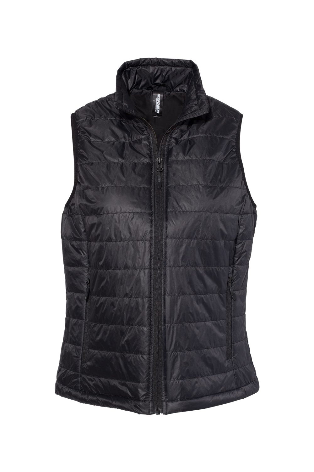 Independent Trading Company EXP220PFV Womens Wind & Water Resistant Full Zip Puffer Vest Black Flat Front