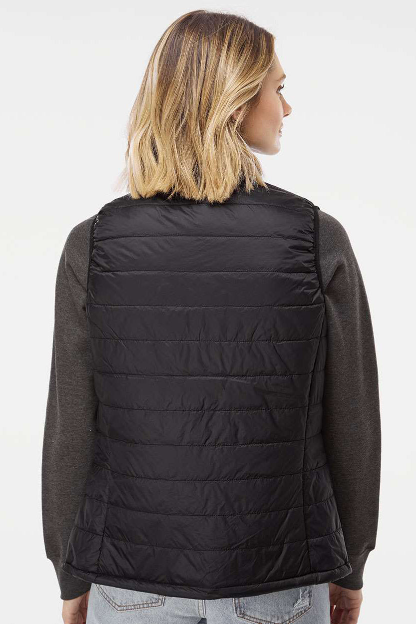 Independent Trading Company EXP220PFV Womens Wind & Water Resistant Full Zip Puffer Vest Black Model Back