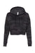 Independent Trading Company AFX64CRP Womens Crop Hooded Sweatshirt Hoodie Black Camo Flat Front